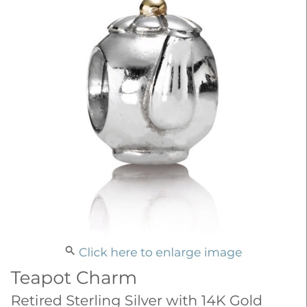 Pandora two tone tea pot charm